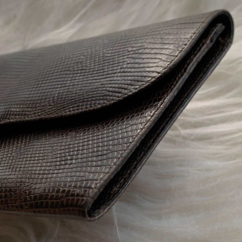 Vintage Bally Genuine Lizard Wallet Chocolate Brown Made in Italy - Picture 7 of 15